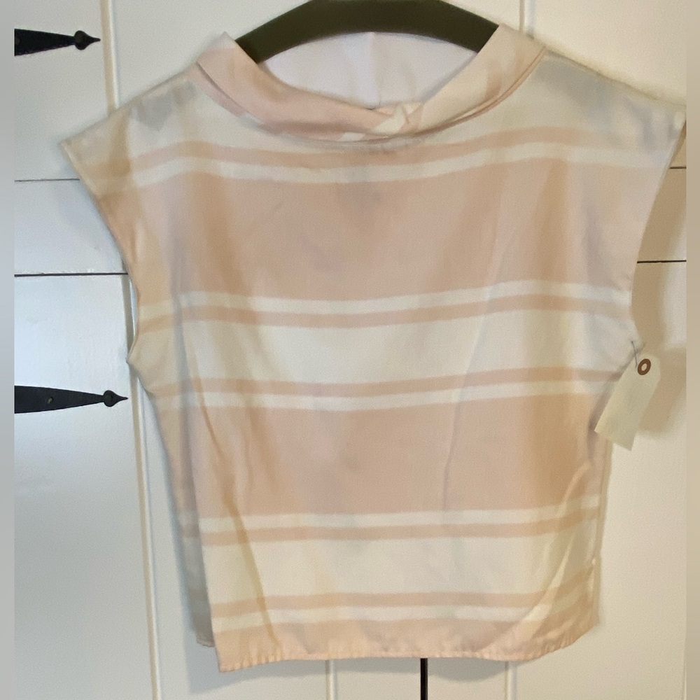 Vintage Bill Blass 100% cotton stripe sleeveless cowl neck crop top. Size 10